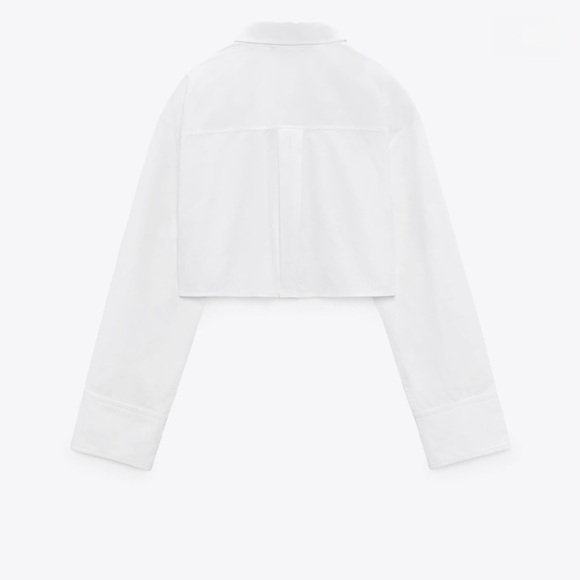 Zara White Cropped Button-Up Shirt - Picture 5 of 5